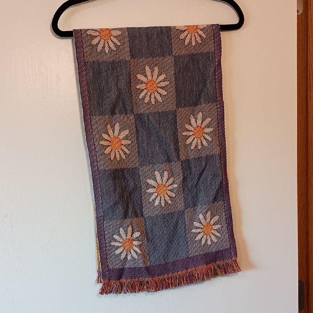 Daisy Check Woven Table Runner in Blue and Multicolor